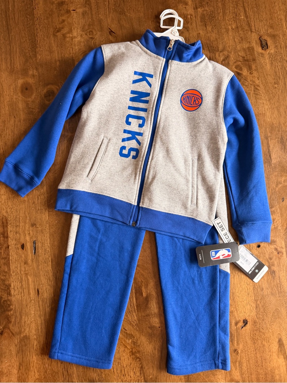 NBA Kids Knicks Two-Piece Track Set - Blue/Gray with Orange Logo